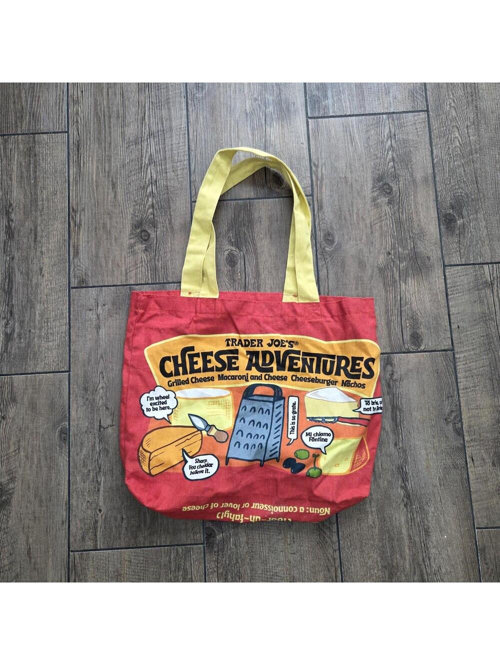 Trader Joe's Cheese Adventures Experience Grocery Bag Cotton Eco Reusable Tote